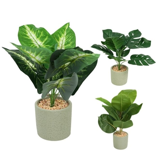 Green Artificial Plants in Pots