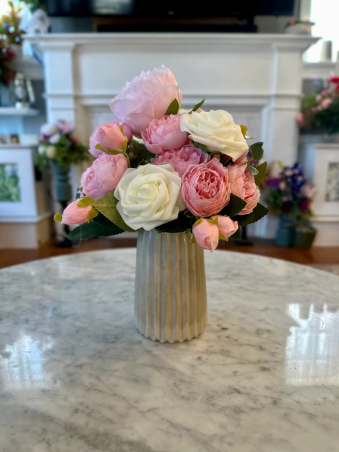 Pink & White Artificial Floral Arrangement